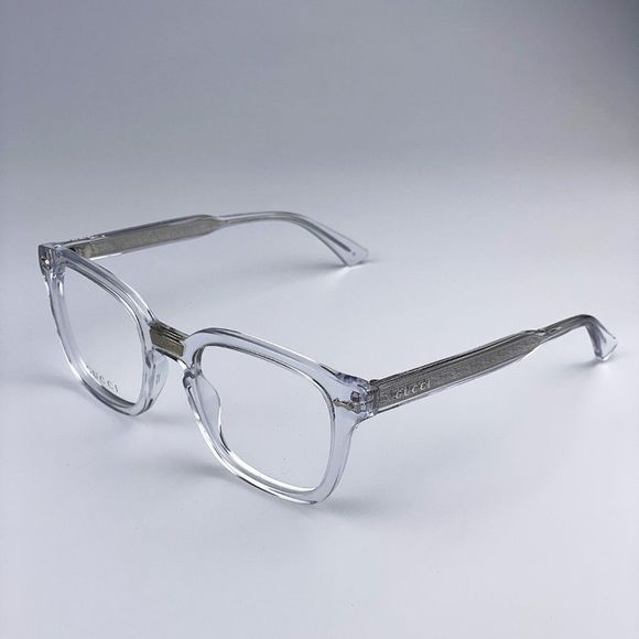 Gucci GG0184O 012 BRAND NEW Eyeglasses Crystal Clear Silver Square Unisex - Picture 5 of 12